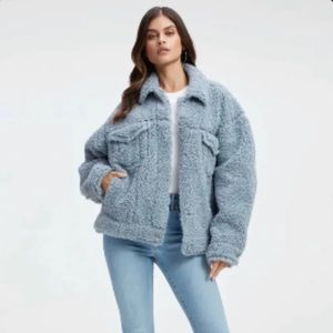 Good American Light Blue Sherpa Jacket